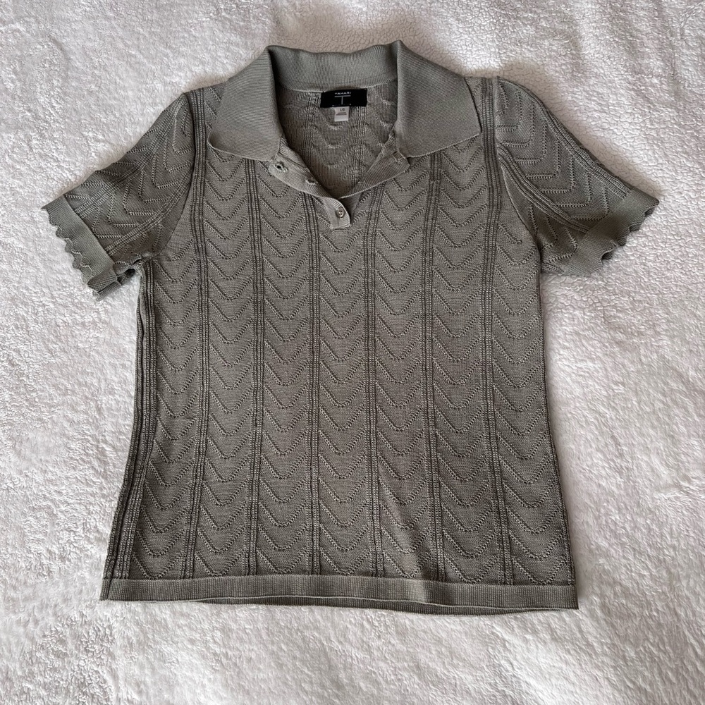 St. John Olive Green Short-Sleeve Knit Polo